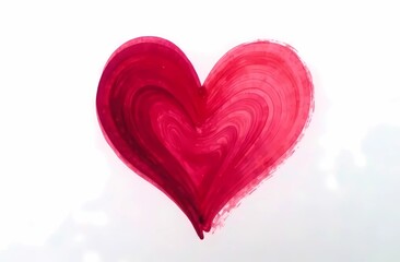 Red heart on white background with copy space. Valentine's Day card