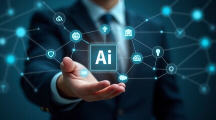 Obraz premium AI Revolution: Human and Machine. Empowering Technology with AI. Innovative AI Solutions in Action.