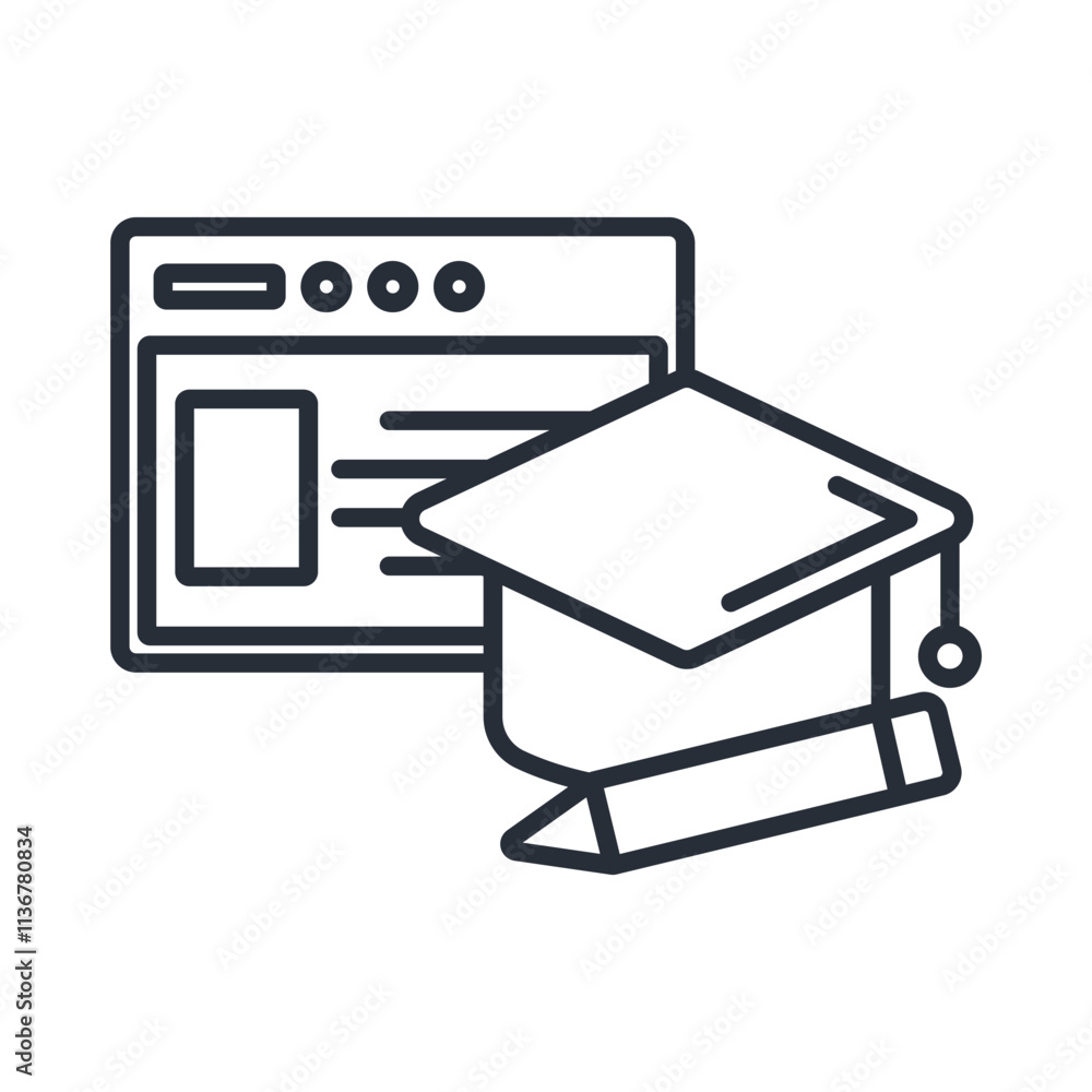Poster e learning icon. vector.editable stroke.linear style sign for use web design,logo.symbol illustratio