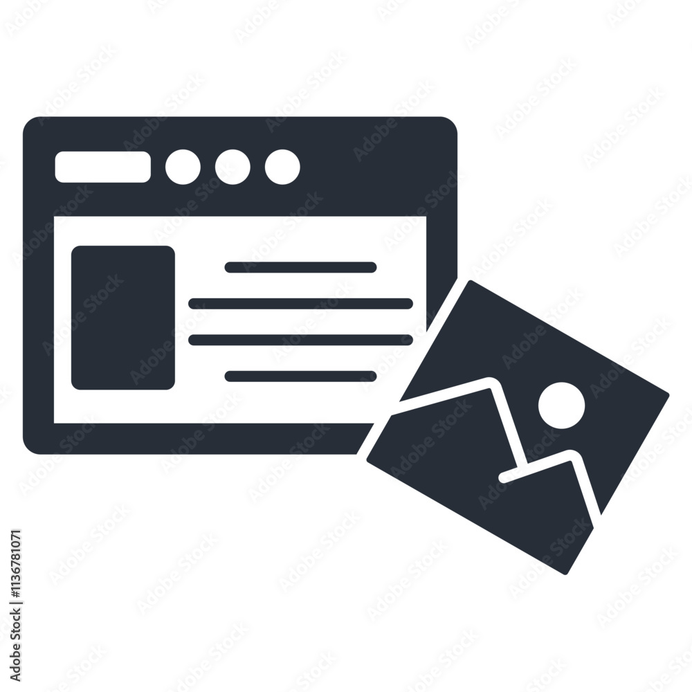 Poster digital content icon. vector.editable stroke.linear style sign for use web design,logo.symbol illust