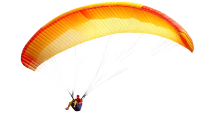 Paragliding Adventure  Extreme Sports  Aerial View  Orange Parachute  Solo Flight  Freedom