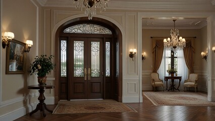 Main interior entrance of a house.The best image for inspiration on the latest trends in current seasonal designs.
