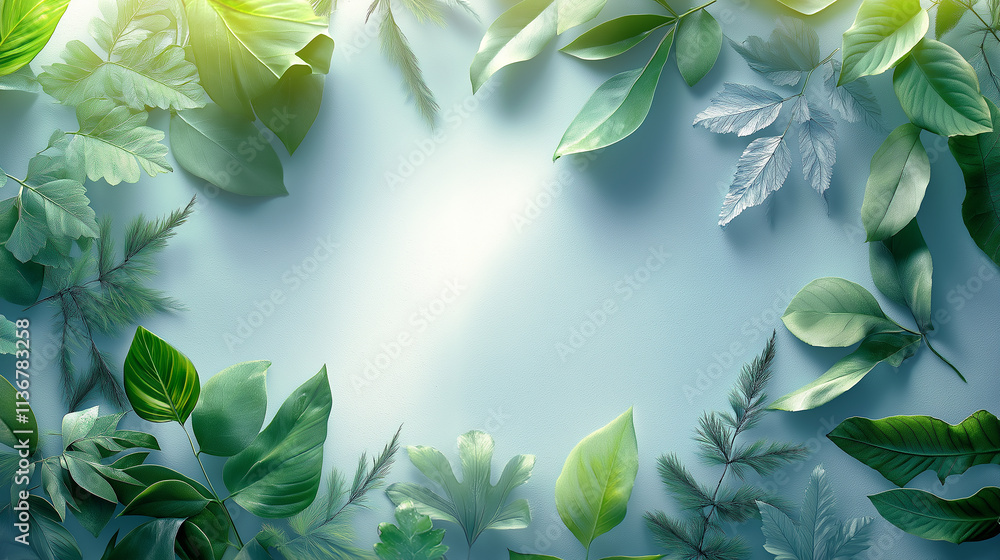 Poster A leafy green background with a white border