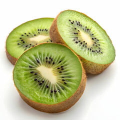 Kiwi fruit is a small, oval-shaped fruit with fuzzy brown skin and bright green