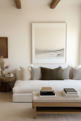 Modern living room with minimalist decor and cozy ambiance