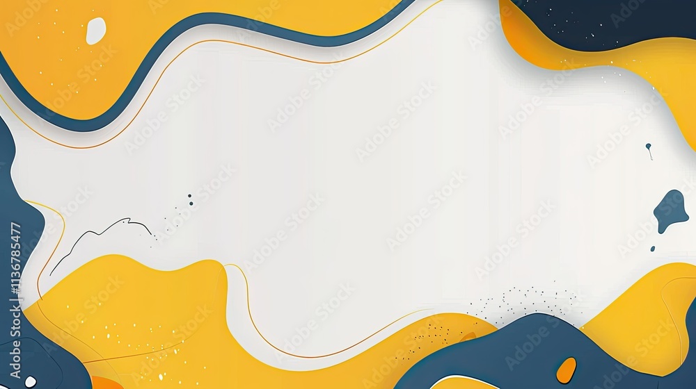 Poster abstract design with fluid shapes in yellow and blue, suitable for backgrounds or graphics.