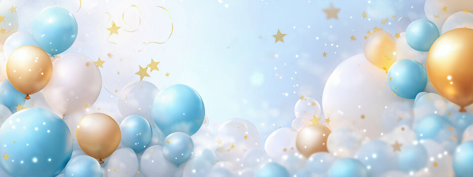 Festive arrangement of balloons with gold stars, perfect for celebrations and parties