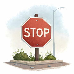 Obraz premium A stop road sign, a red octagon with white lettering, signaling drivers