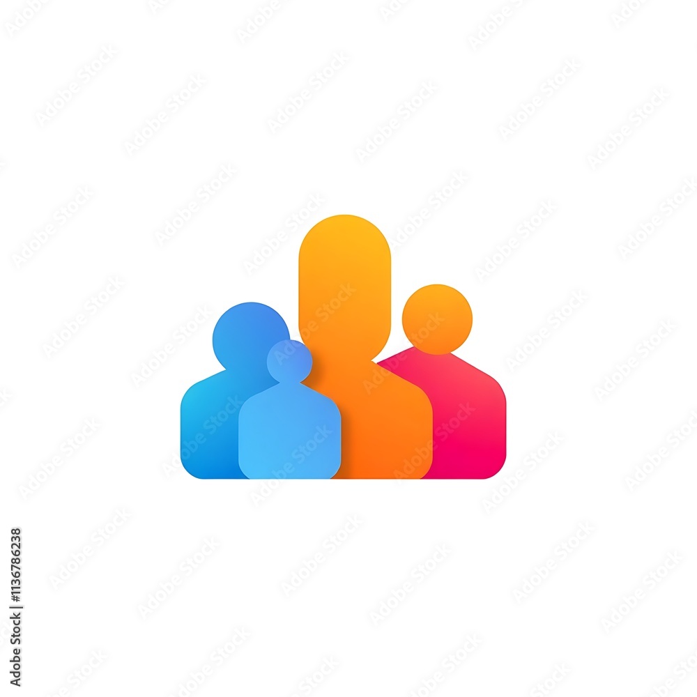 Poster connected family: a vibrant and abstract logo showcasing the unity of a family. the design uses bold