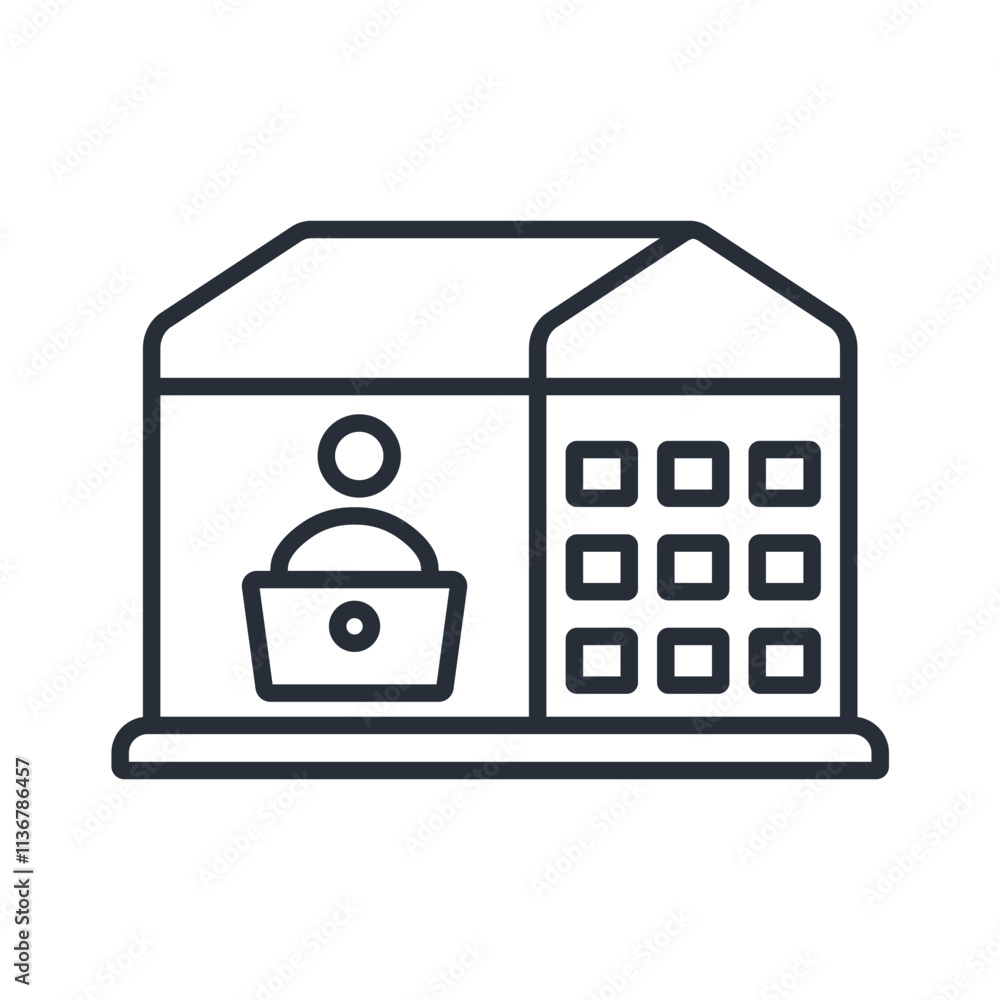 Poster remote work icon. vector.editable stroke.linear style sign for use web design,logo.symbol illustrati