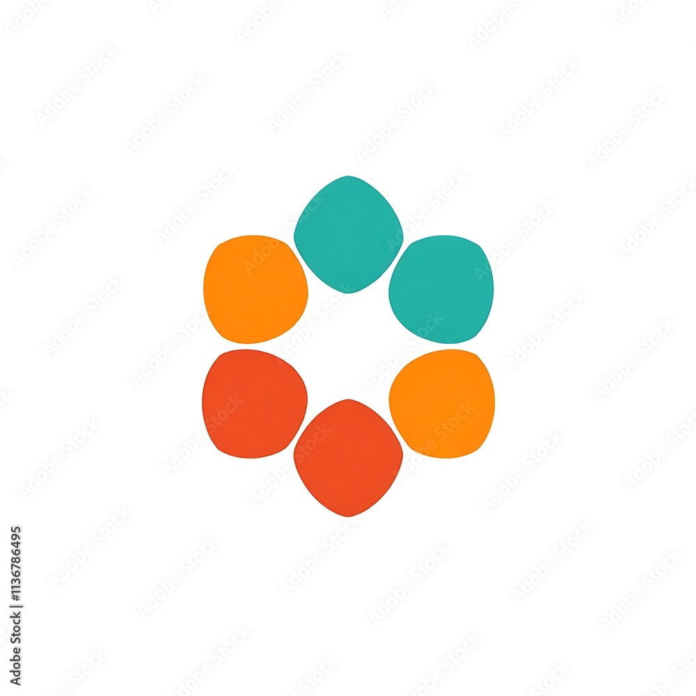 Poster abstract circle logo design: this modern logo design features a circle with six colorful, rounded sh