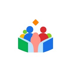 Obraz premium Family Reading Together: Colorful illustration of a family reading a book together, symbolizing education, literacy, and family bonding. 