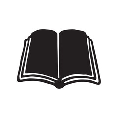 Doodle book icon handdrawn with ink pen. Knowledge and education symbol painted in grunge freehand style. Vector illustration isolated on white background