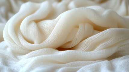 Obraz premium Soft Cream Colored Fabric Draped in Gentle Waves