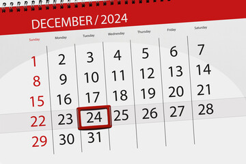 Calendar 2024, deadline, day, month, page, organizer, date, December, tuesday, number 24