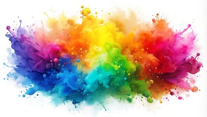 Fototapeta premium Here's a incorporating the requested elements, keeping within the character limit Rainbow Burst Abstract Watercolor Composition, Exploding Color Splashes , abstract art, color explosion