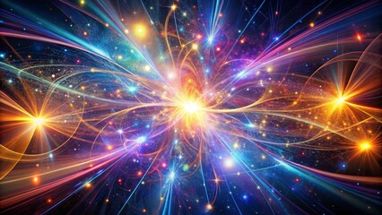 Fototapeta premium Cosmic Burst Abstract Composition of Vibrant Light Streaks and Stellar Dust, Abstract art, space, cosmic
