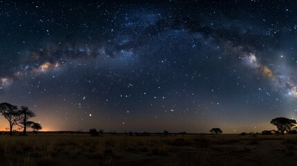 A Breathtaking Panorama of the Milky Way Galaxy Illuminating the Night Sky over a Serene Landscape