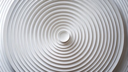 Obraz premium Bird's Eye View Concentric White Circles Composition, Textured Surface, Depth Illusion, Abstract Design, minimalism, texture, pattern