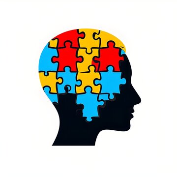 recommend clip art: human head silhouette made from puzzle pieces, isolated on a pure background