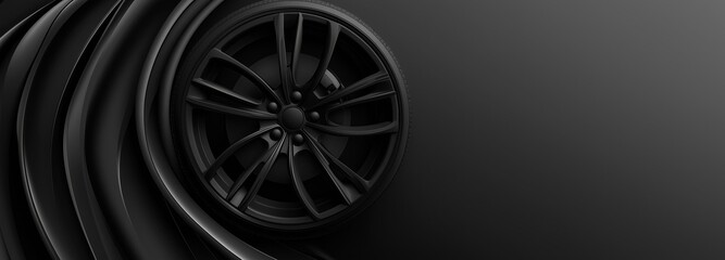 Black car tire textured pattern. Illustration as design element for web page backgrounds and slide show presentation templates 