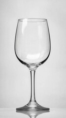 Fototapeta premium A clear wine glass with a long stem, suitable for serving beverages.