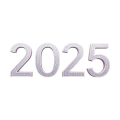 2025, colorful Happy New Year  Text design with  transparent Background