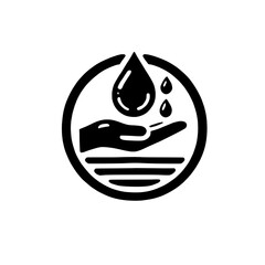 Water Drop in Hand Icon: A simple yet powerful icon depicting a hand holding a water drop, symbolizing the importance of water conservation and sustainability.