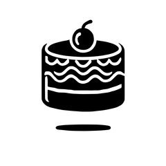 Delicious Cake Icon: A delectable, layered cake icon, adorned with a cherry on top, perfect for bakery menus, websites, and dessert-themed designs.