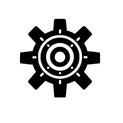 Black and White Cogwheel Icon:  A simple yet powerful black and white cogwheel icon, symbolizing  machinery, engineering, industry,  mechanics, parts, gears, settings, technology, workflow, process.