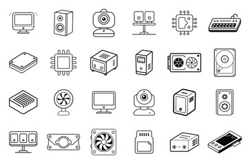 Set of Electronic Devices Icons | Linear Style Vector Illustration