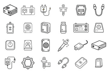 Set of Electronic Devices Icons | Linear Style Vector Illustration