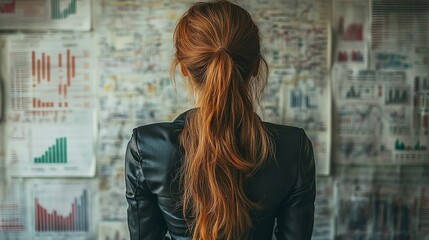 A businesswoman conducts a SWOT analysis, emphasizing careful consideration of internal and external factors.
