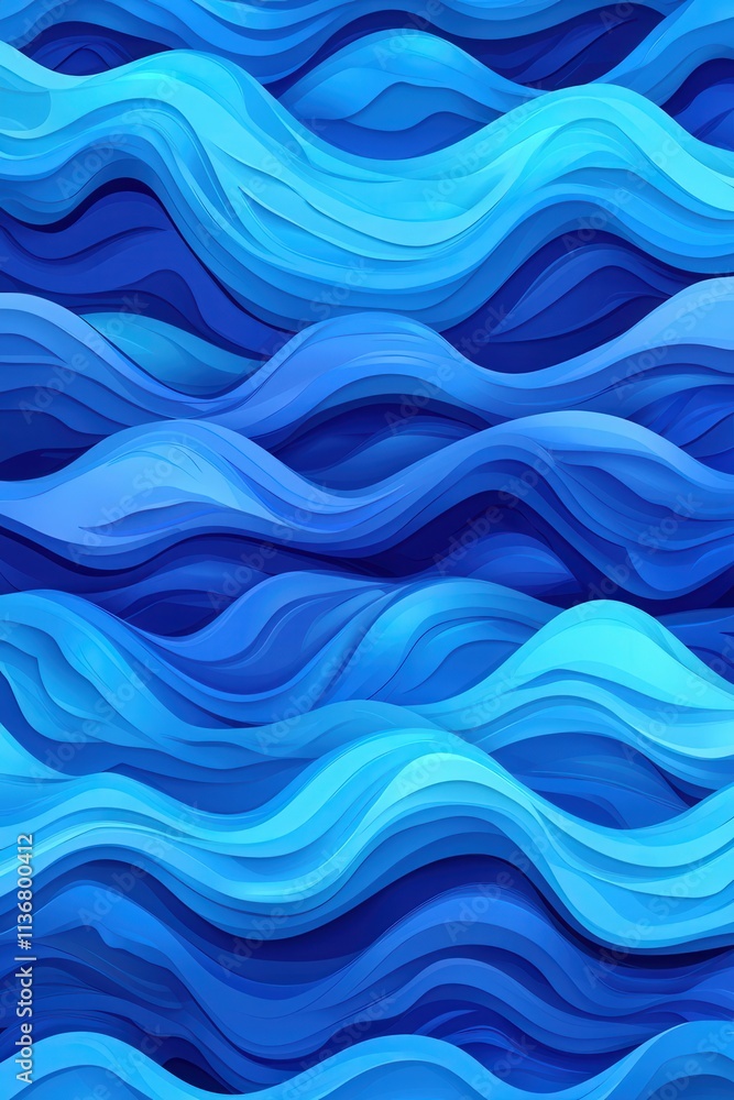 Poster a mesmerizing abstract pattern of flowing blue waves creates a serene and calming oceanic atmosphere