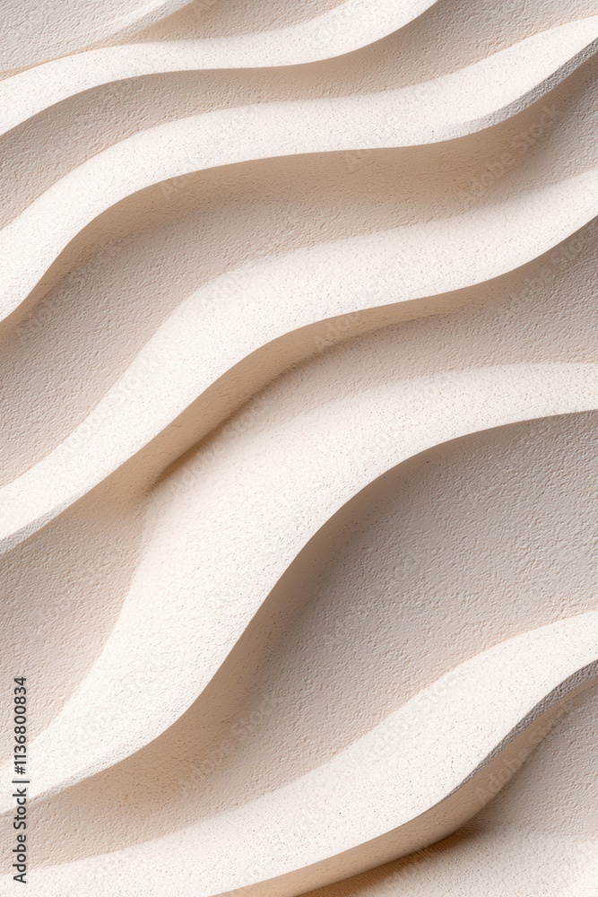 Poster abstract close-up of textured waves in a soft beige material, creating a serene and modern aesthetic
