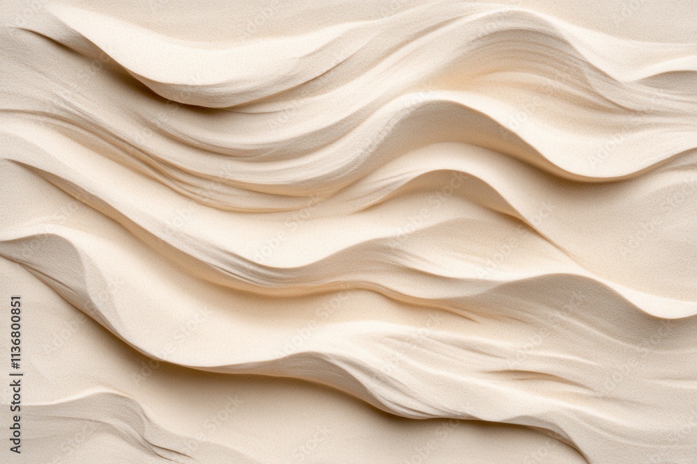 Poster abstract texture of soft waves in sand, showcasing gentle curves and smooth gradients in neutral ton