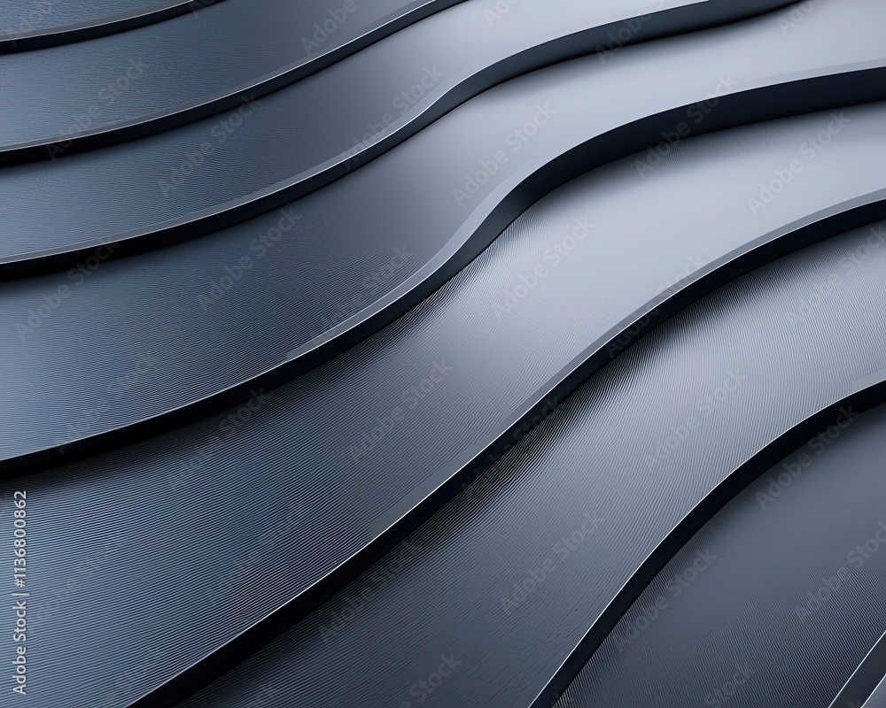Poster abstract close-up of a textured surface with smooth, wavy lines in dark tones, creating a modern and