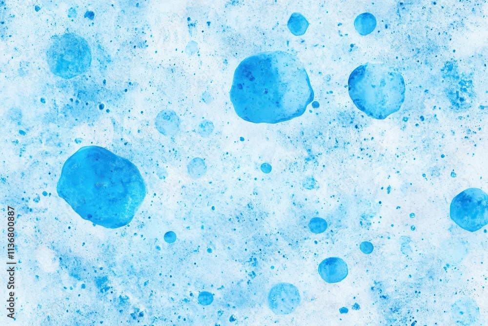 Poster beautiful abstract blue watercolor splashes creating a serene and calming background effect.