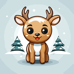 Reindeer - cute children's book illustration	