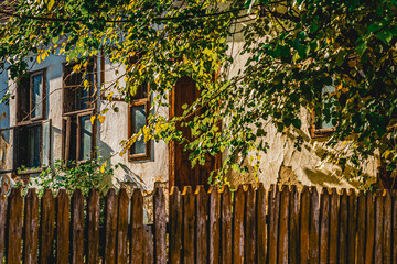 old house with wooden fence