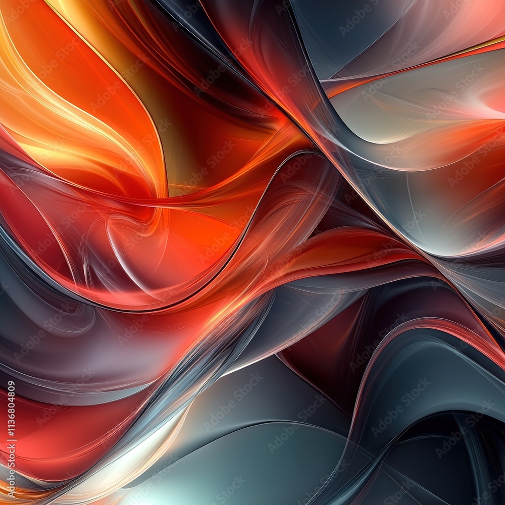 Poster dynamic abstract waves in vivid colors digital art contemporary environment artistic viewpoint visua