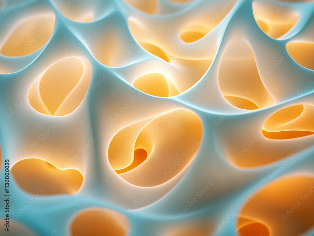 Poster complex abstract topological shape with a lace-like structure, captured in photorealistic detail wit
