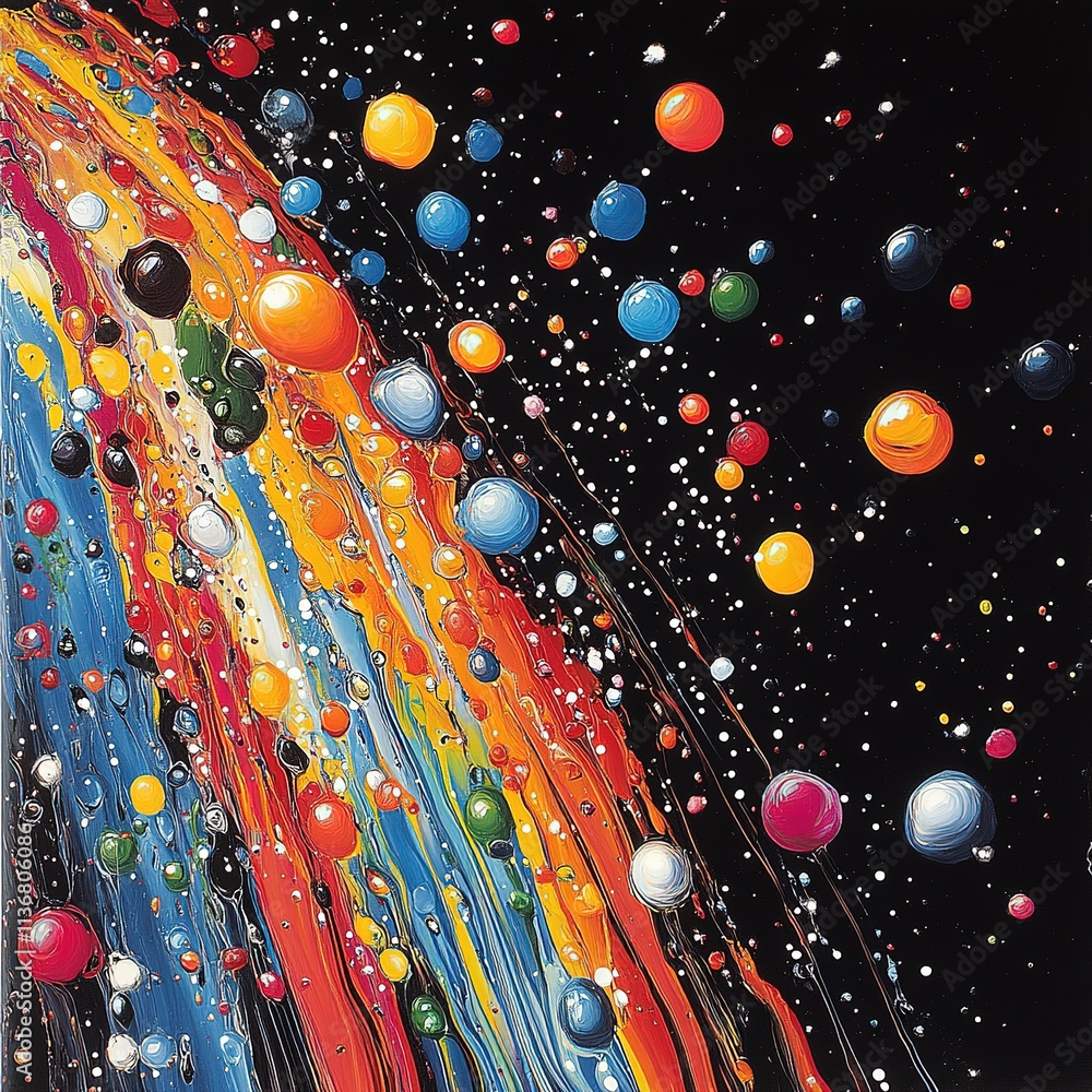 Poster cosmic explosion of color space abstract art dark background vibrant view interstellar creativity