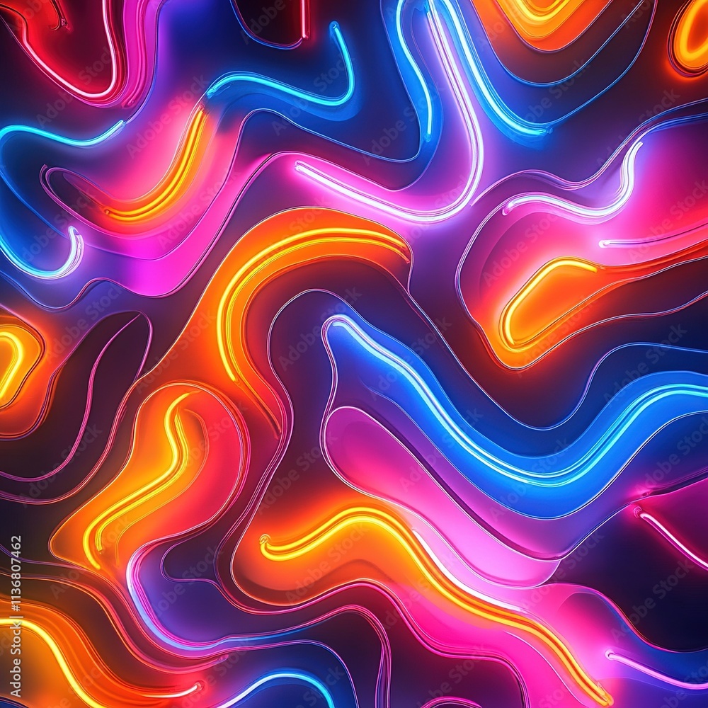 Poster vibrant neon light patterns abstract art digital design colorful background close-up view modern aes
