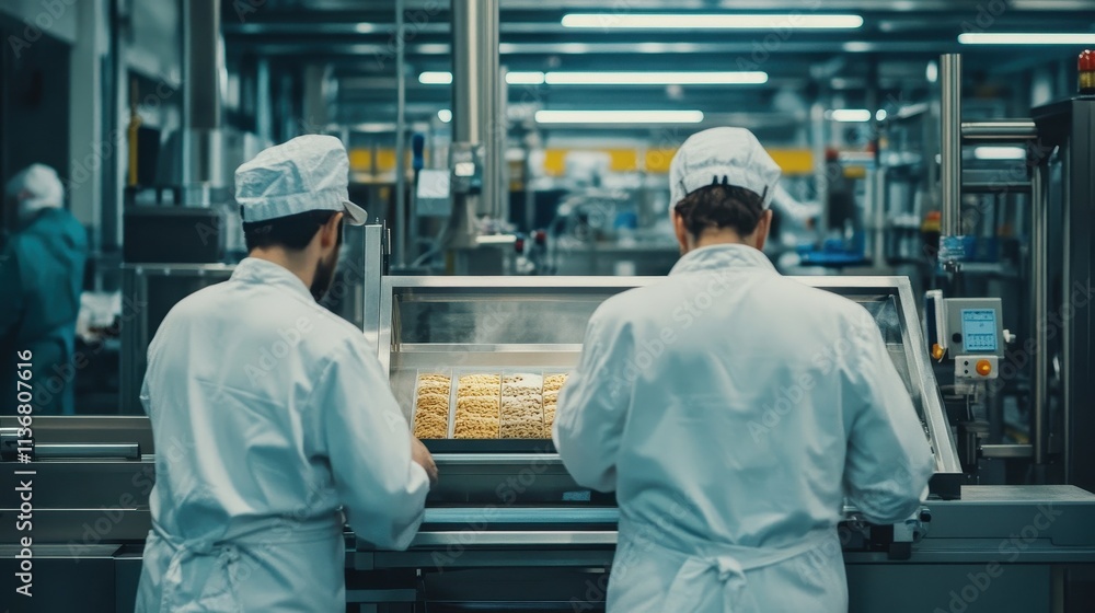 Poster efficient food production in factory processing line