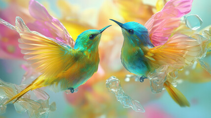 Fototapeta premium Colorful Hummingbirds in Flight