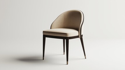 Elegant Modern Chair with Soft Beige Upholstery and Sleek Wooden Legs in Minimalist Design for Contemporary Interiors and Home Decor Enhancement