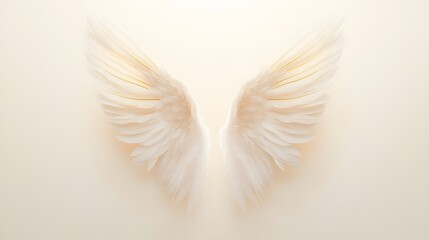 Fototapeta premium Delicate white wings with golden accents softly spread