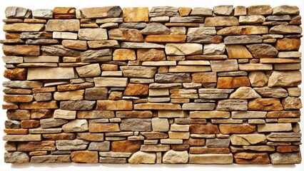 Overhead View Rustic Brown Stone Wall Composition, Irregular Shapes, Natural Texture, Architectural Design, Stone Veneer. Stone Wall, Texture, Background