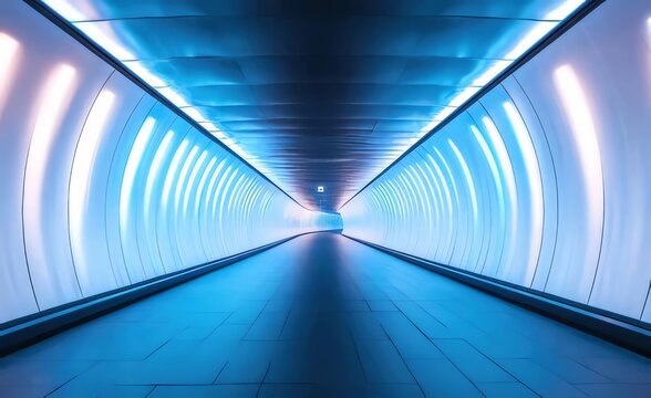 Fototapeta Illuminated futuristic tunnel pathway.